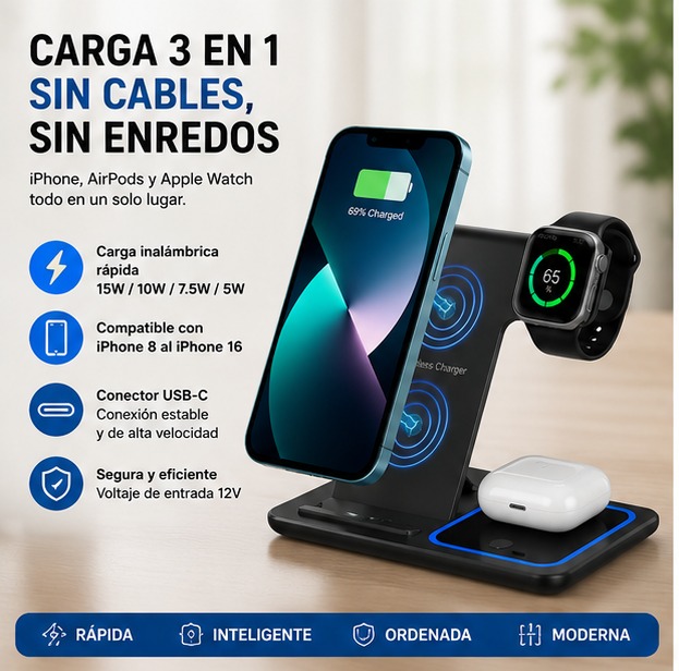 Estación de Carga Inalámbrica 3 en 1 - Dropi #2