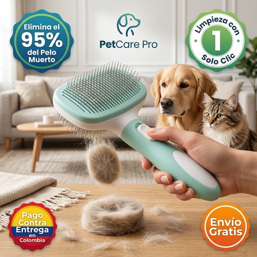 [MAS-002] Cepillo Quitapelo Autolimpiable para Perros y Gatos