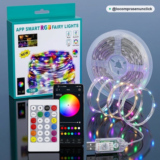 [TEC-005] Luces LED RGB Inteligentes 5m / 10m con App, Control Remoto y Sincronización Musical